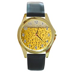 Beer Bubbles Round Gold Metal Watch