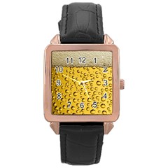 Beer Bubbles Rose Gold Leather Watch  by Wegoenart