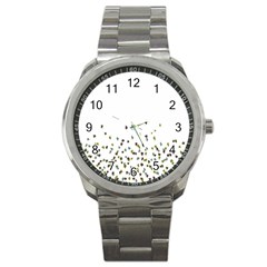 Multicolor Leaves Motif Pattern Print Sport Metal Watch