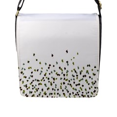 Multicolor Leaves Motif Pattern Print Flap Closure Messenger Bag (l) by dflcprintsclothing