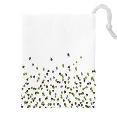 Multicolor Leaves Motif Pattern Print Drawstring Pouch (4xl) by dflcprintsclothing