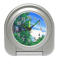 The Deep Blue Sky Travel Alarm Clock by Fractalsandkaleidoscopes