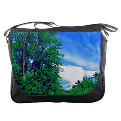 The Deep Blue Sky Messenger Bag by Fractalsandkaleidoscopes