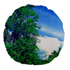 The Deep Blue Sky Large 18  Premium Round Cushions by Fractalsandkaleidoscopes