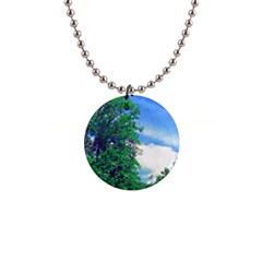 The Deep Blue Sky 1  Button Necklace by Fractalsandkaleidoscopes