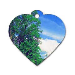 The Deep Blue Sky Dog Tag Heart (two Sides) by Fractalsandkaleidoscopes