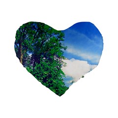 The Deep Blue Sky Standard 16  Premium Flano Heart Shape Cushions by Fractalsandkaleidoscopes