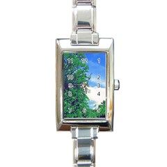 The Deep Blue Sky Rectangle Italian Charm Watch by Fractalsandkaleidoscopes