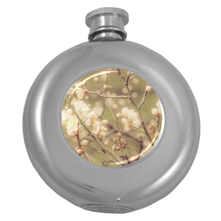 Sakura Flowers, Imperial Palace Park, Tokyo, Japan Round Hip Flask (5 oz)