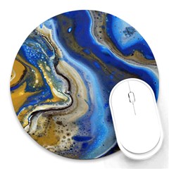 Peinture Acrylique Bleu Round Mousepads by kcreatif