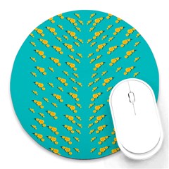 Sakura In Yellow And Colors From The Sea Round Mousepads by pepitasart