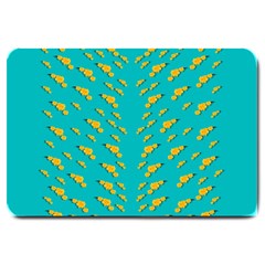 Sakura In Yellow And Colors From The Sea Large Doormat  by pepitasart