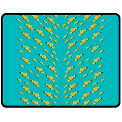 Sakura In Yellow And Colors From The Sea Double Sided Fleece Blanket (medium)  by pepitasart