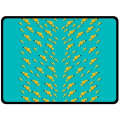 Sakura In Yellow And Colors From The Sea Double Sided Fleece Blanket (large)  by pepitasart