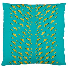 Sakura In Yellow And Colors From The Sea Large Flano Cushion Case (one Side) by pepitasart