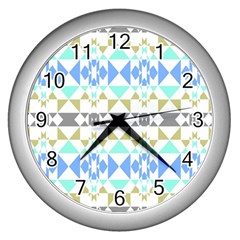 Multicolored Geometric Pattern Wall Clock (silver)