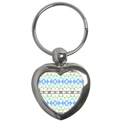 Multicolored Geometric Pattern Key Chain (heart) by dflcprintsclothing