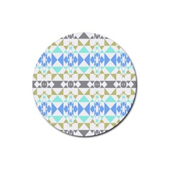 Multicolored Geometric Pattern Rubber Round Coaster (4 Pack) 