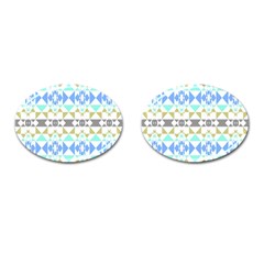 Multicolored Geometric Pattern Cufflinks (oval) by dflcprintsclothing