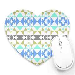 Multicolored Geometric Pattern Heart Mousepads