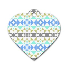 Multicolored Geometric Pattern Dog Tag Heart (one Side)