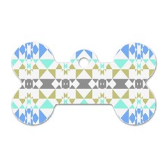 Multicolored Geometric Pattern Dog Tag Bone (two Sides) by dflcprintsclothing