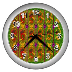 Sakura Blossoms Popart Wall Clock (silver) by pepitasart