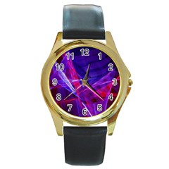 Fractal Flash Round Gold Metal Watch by Sparkle