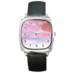 Pink Fractal Square Metal Watch by Sparkle