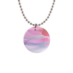 Pink Fractal 1  Button Necklace by Sparkle