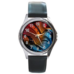 3d Rainbow Choas Round Metal Watch