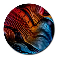 3d Rainbow Choas Round Mousepads by Sparkle