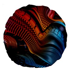 3d Rainbow Choas Large 18  Premium Round Cushions