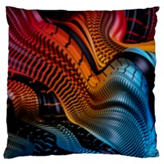 3d Rainbow Choas Large Flano Cushion Case (Two Sides)