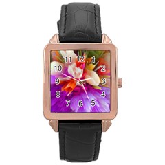 Poppy Flower Rose Gold Leather Watch  by Sparkle