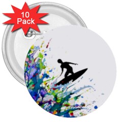 Nature Surfing 3  Buttons (10 Pack)  by Sparkle