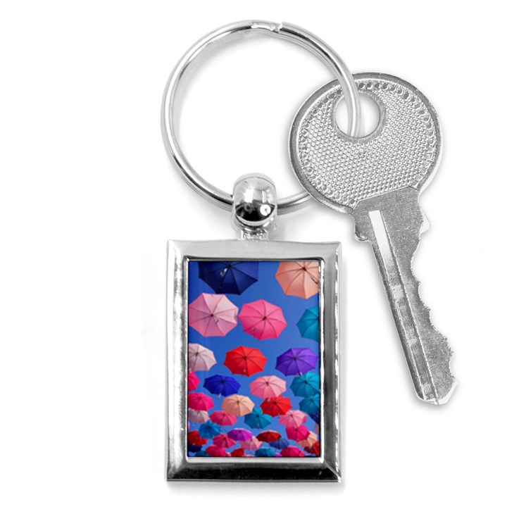 Rainbow Umbrella Key Chain (Rectangle)