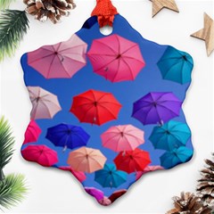 Rainbow Umbrella Snowflake Ornament (two Sides) by Sparkle