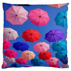 Rainbow Umbrella Large Cushion Case (one Side) by Sparkle