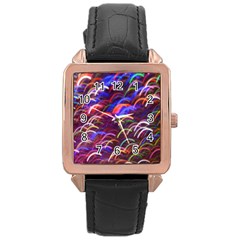 Fractal Rings Rose Gold Leather Watch 