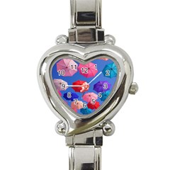 Rainbow Umbrella Heart Italian Charm Watch