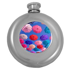 Rainbow Umbrella Round Hip Flask (5 Oz) by Sparkle