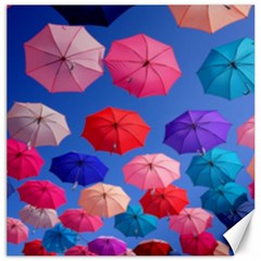 Rainbow Umbrella Canvas 16  X 16  by Sparkle