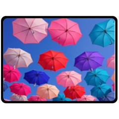 Rainbow Umbrella Fleece Blanket (large)  by Sparkle