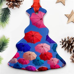 Rainbow Umbrella Christmas Tree Ornament (two Sides) by Sparkle