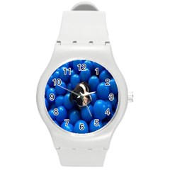 Cute Balls Puppy Round Plastic Sport Watch (m) by Sparkle