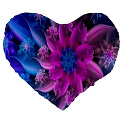 Fractal Flower Large 19  Premium Flano Heart Shape Cushions by Sparkle