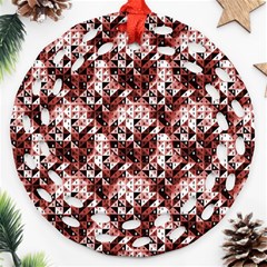 Digital Checkboard Round Filigree Ornament (two Sides) by Sparkle