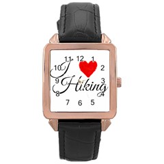 I Hiking Rose Gold Leather Watch  by FunnyStatementsandSlogans