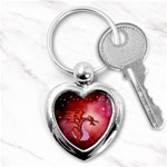 Funny Cartoon Dragon With Butterflies Key Chain (Heart) Front